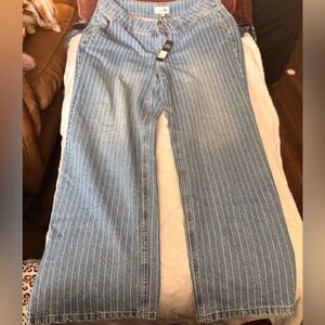 Fashion Nova Blue Pinstripe Straight Leg Jeans